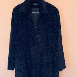 Faux Persian Lamb Coat - Black